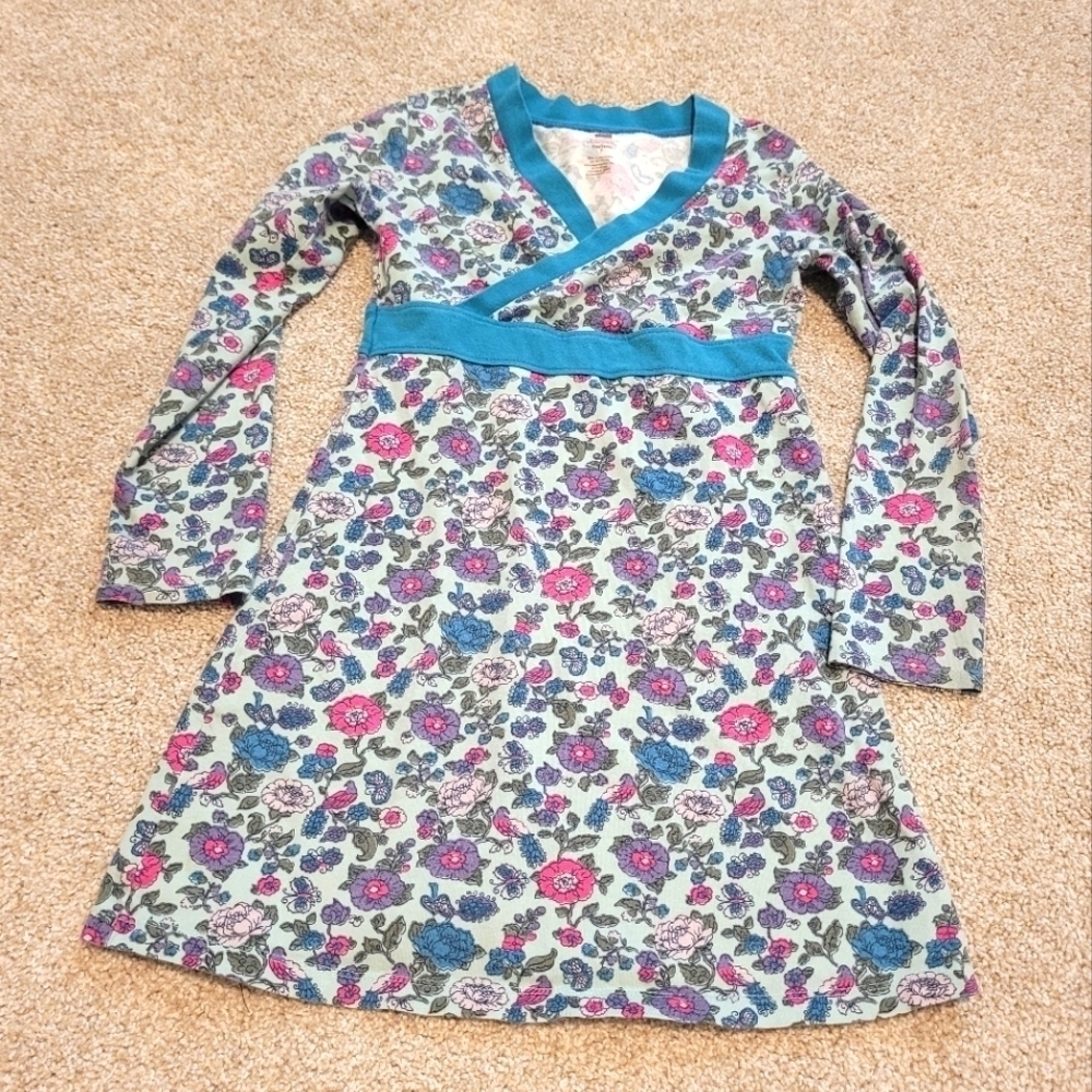 Tea Collection Floral Long Sleeve Cotton Dress Size 7